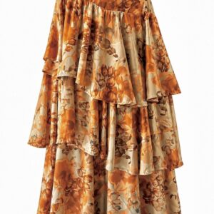 Amber bloom  silk skirt